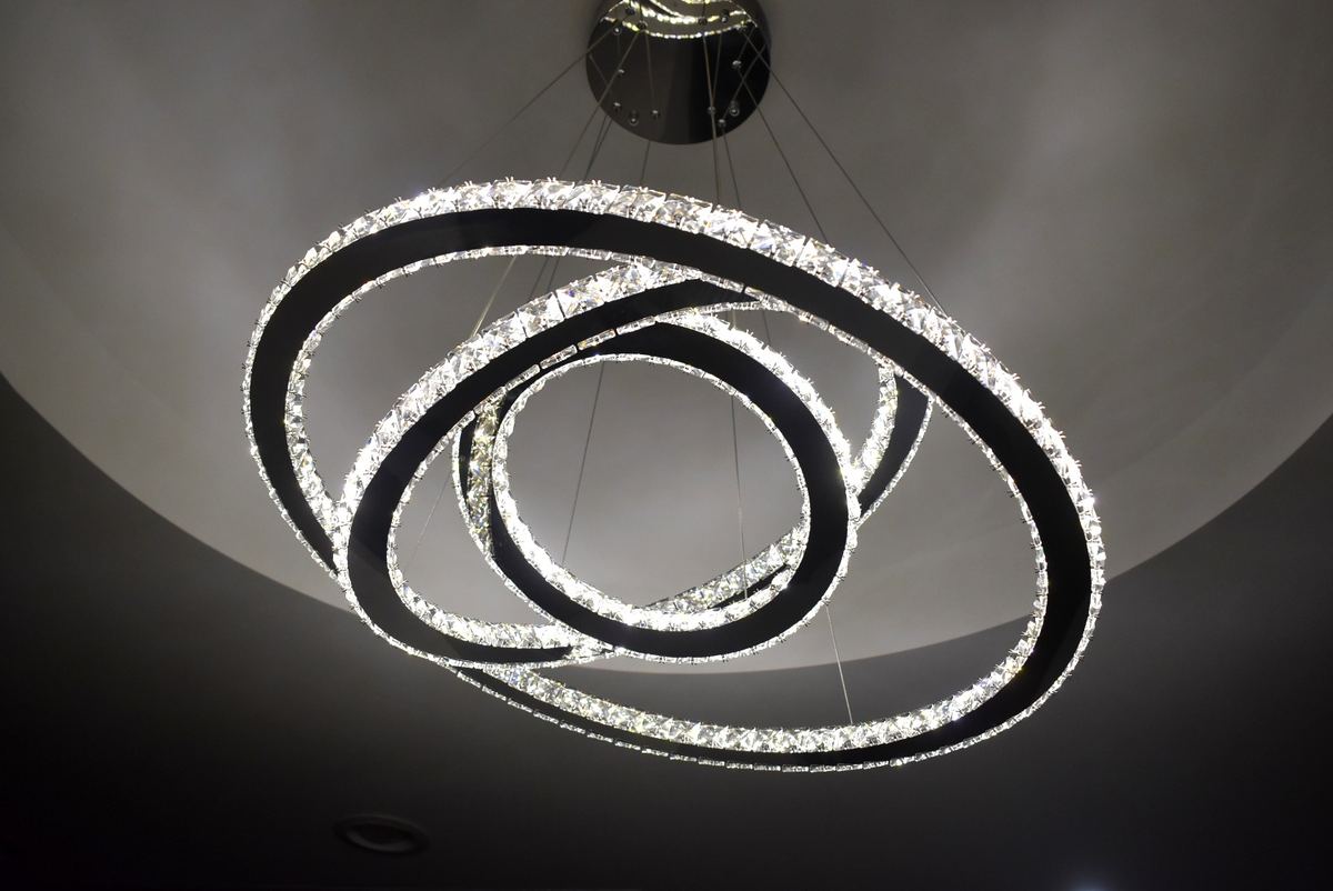 Sculptural ring light fixture inside the SkinBarVII studio
